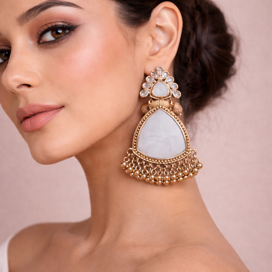 Handcrafted Ethnic Statement Earrings for Women | Traditional Pearl Drop Earrings – JOKOS