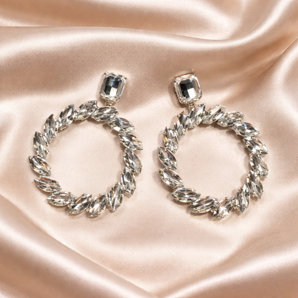 Crystal Stone Hoop Earrings for Women - JOKOS