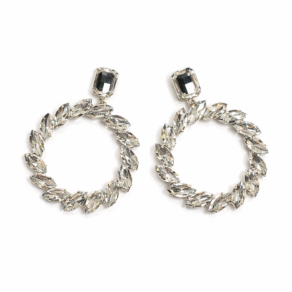 Crystal Stone Hoop Earrings for Women - JOKOS