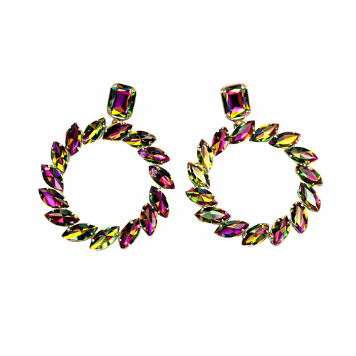 Multicolor Crystal Stone Hoop Earrings for Women - JOKOS