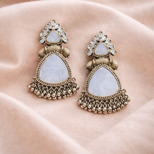 Handcrafted ethnic statement earrings with pearl drops – traditional Indian jewellery