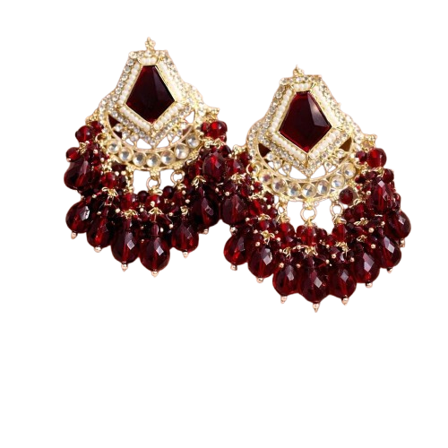 Red Stone Drop Earrings for Women – Gold Plated Bridal & Ethnic Jewelry JOKOS